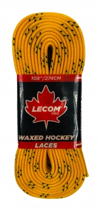 Шнурки хоккейные с пропиткой Lecompro  274 см  (желтый)