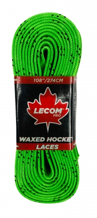 Шнурки хоккейные с пропиткой Lecompro  274 см  (лайм)
