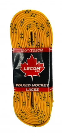 Шнурки хоккейные с пропиткой Lecompro  305 см  (желтый)